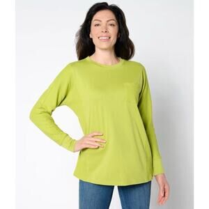 Belle by Kim Gravel Knit Notched Crew Neck Top Loden Medium